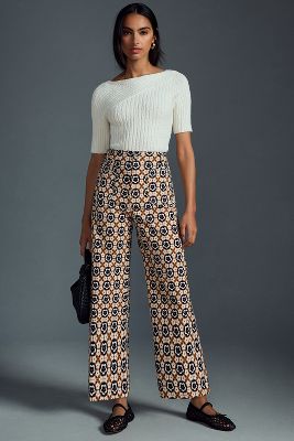 Maeve The Colette Cropped Wide-leg Pants By  In Yellow