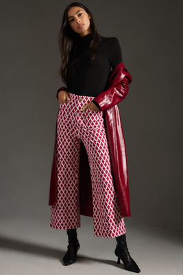 Maeve The Colette Cropped Wide-leg Pants By  In Red