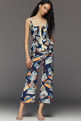 The Colette Cropped Wide-Leg Trousers by Maeve: Magic Fabric Edition