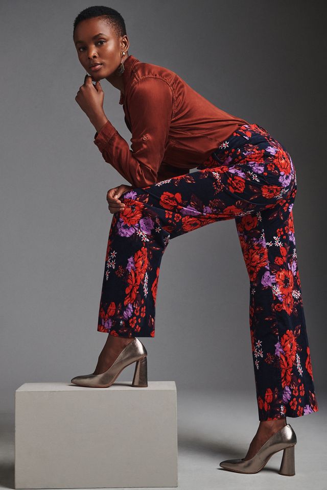 The Colette Cropped Wide-Leg Velvet Pants | Anthropologie