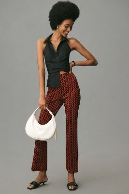 Shop Maeve The Margot Kick-flare Cropped Pants By  In Red