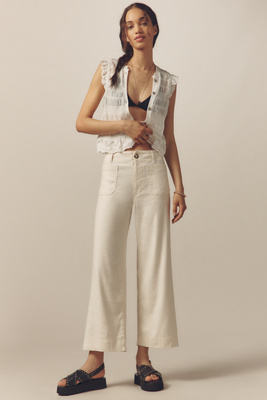 Maeve The Colette Cropped Wide-leg Trousers In White