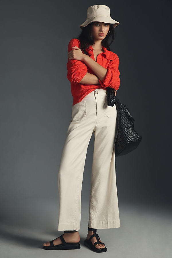 Maeve The Colette Cropped Wide-leg Pants In White
