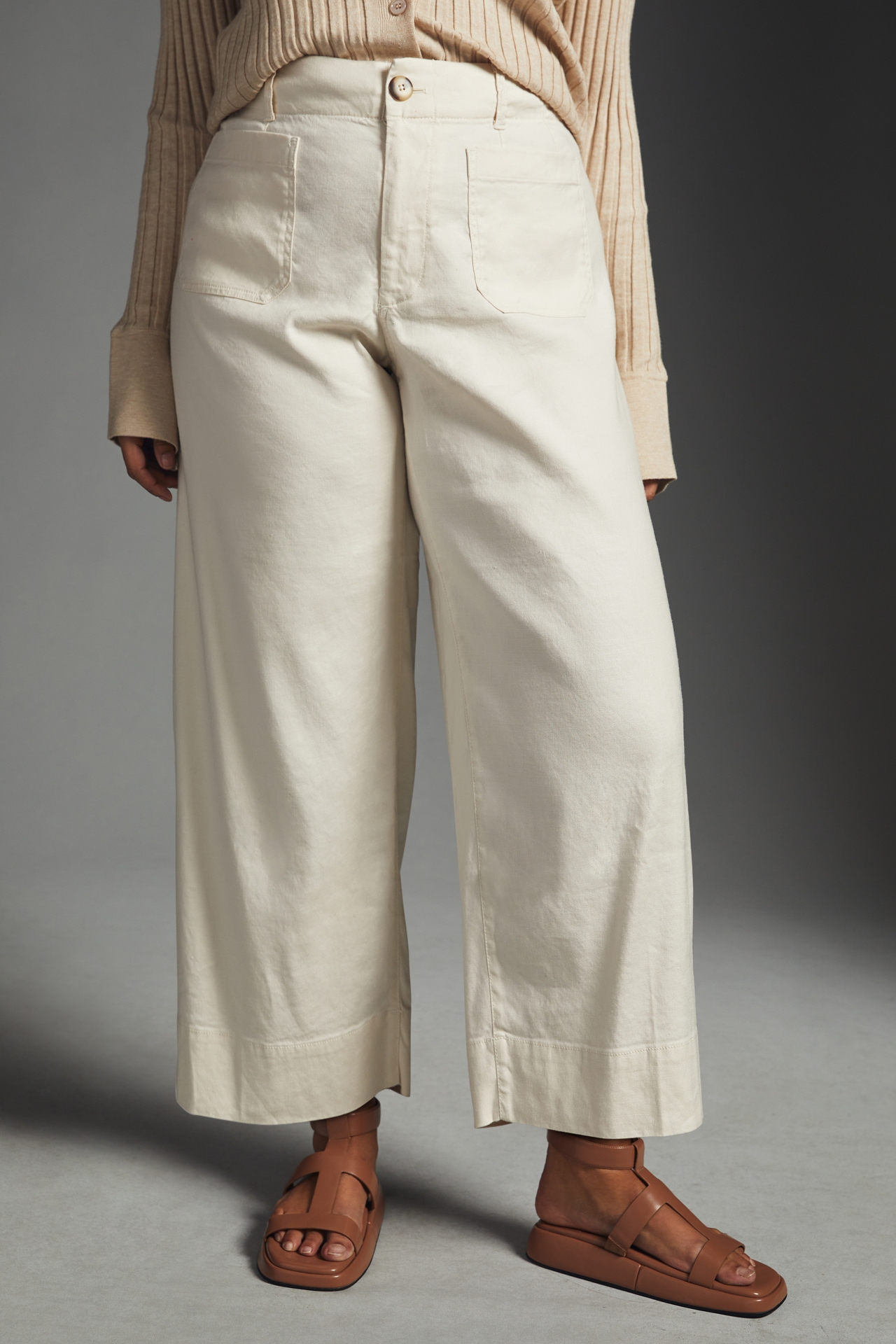 The Colette Linen Blend Crop Wide-Leg Pants by Maeve
