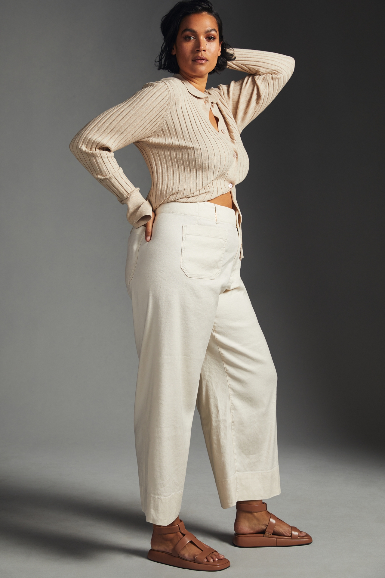 The Colette Linen Blend Crop Wide-Leg Pants by Maeve