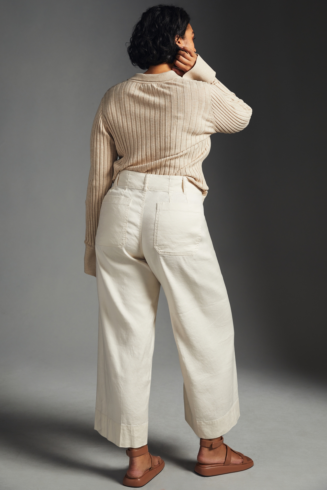 The Colette Linen Blend Crop Wide-Leg Pants by Maeve