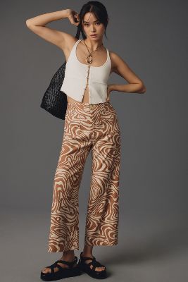 Maeve The Colette Cropped Wide-leg Linen Pants By  In Multicolor