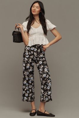 Maeve The Colette Cropped Wide-leg Linen Pants By  In Black