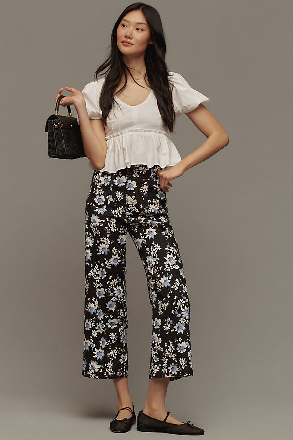 Maeve The Colette Cropped Wide-leg Linen Pants By  In Black