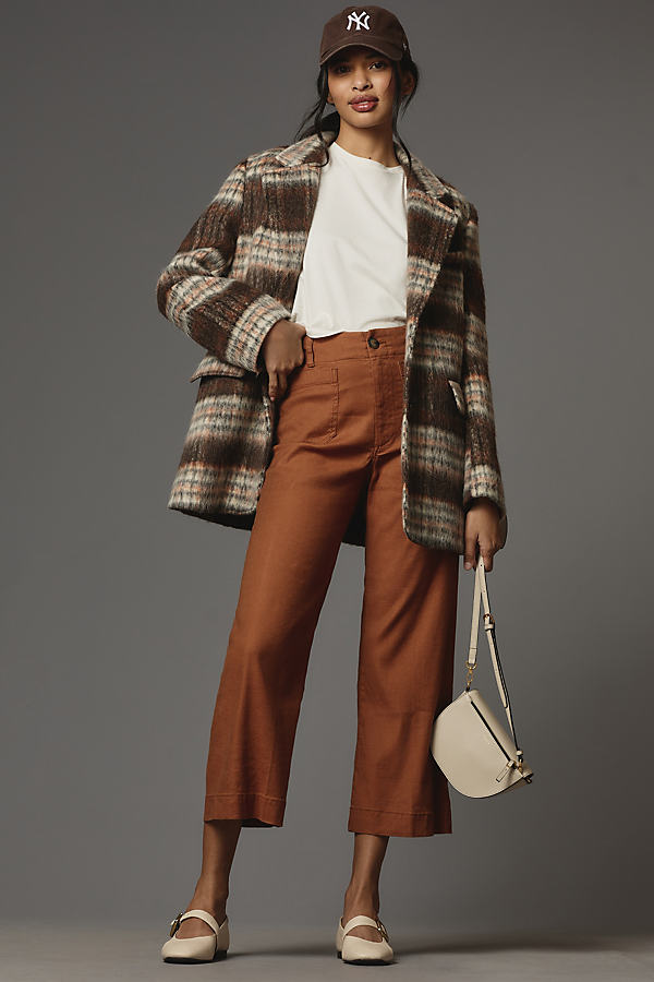 The Colette Collection By Maeve Maeve The Colette Cropped Wide-leg Linen Trousers In Brown