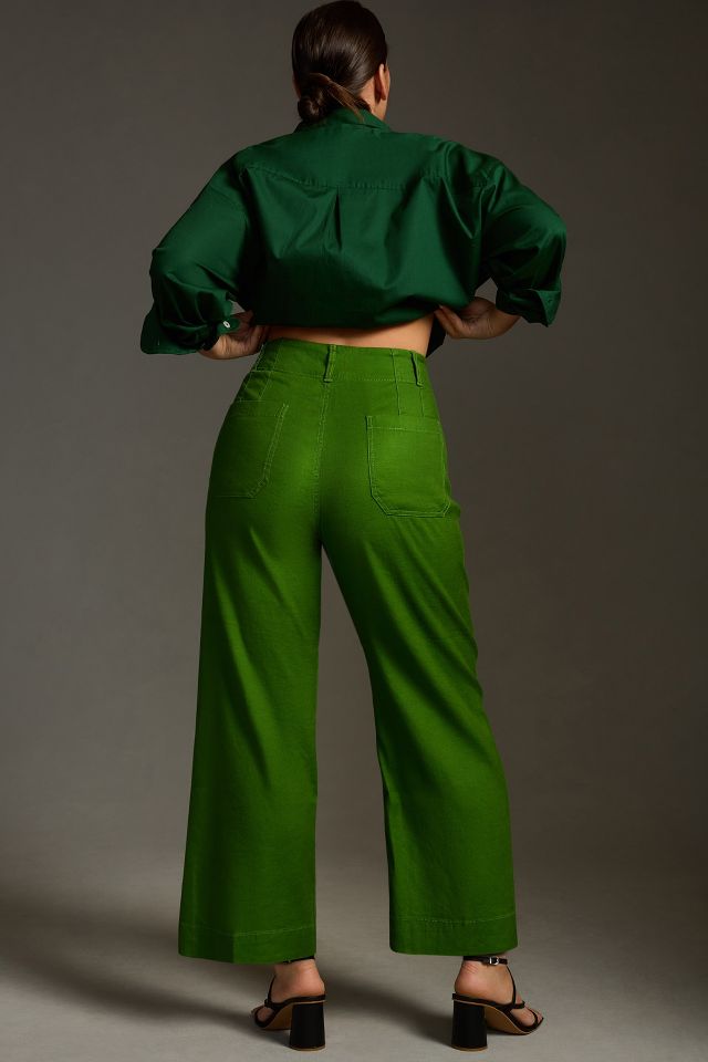 Soft Surroundings, Pants & Jumpsuits, Soft Surrounding Green Lagenlook  Cropped Wide Leg Pants Xl