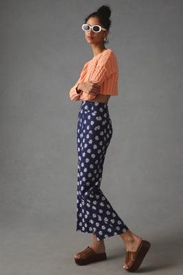 Maeve The Colette Cropped Wide-leg Pants In Blue