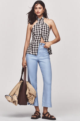 THE COLETTE COLLECTION BY MAEVE THE COLETTE CROPPED WIDE-LEG PANTS BY MAEVE: LINEN EDITION 