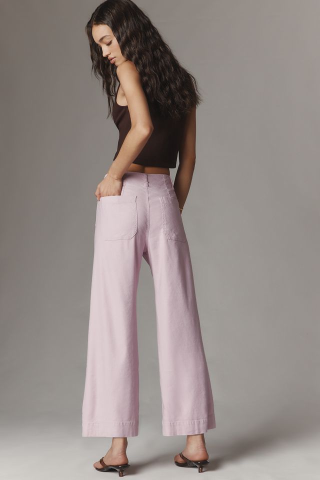Maeve Colette Linen Stretch High-Rise Wide-Leg Pants  #2