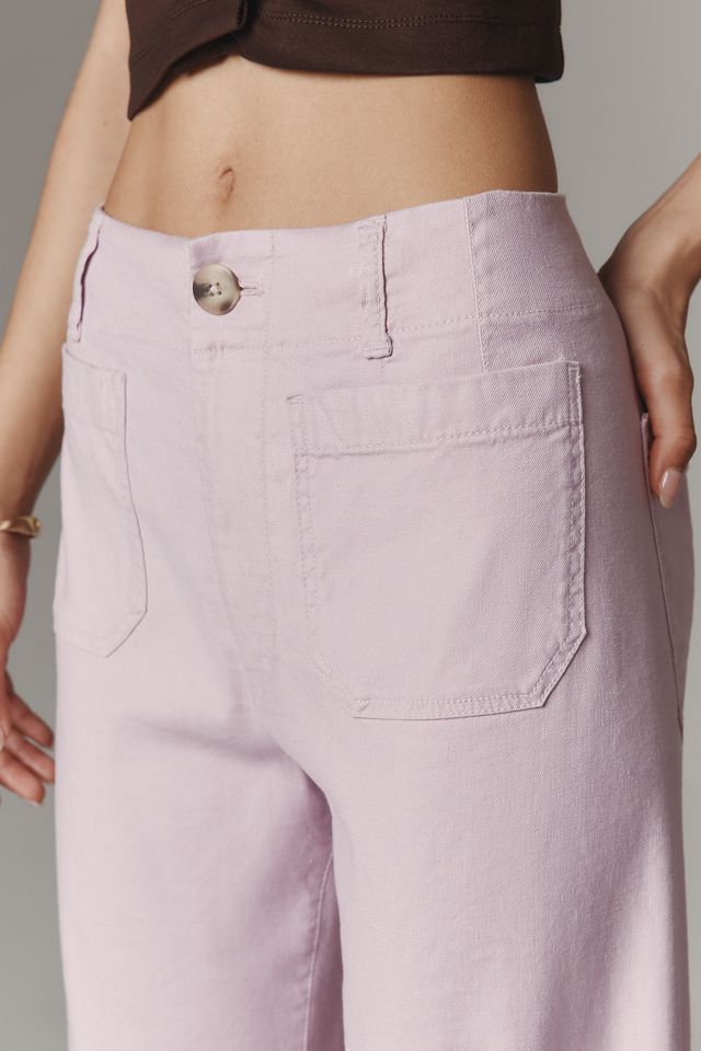 Maeve Colette Linen Stretch High-Rise Wide-Leg Pants  #3