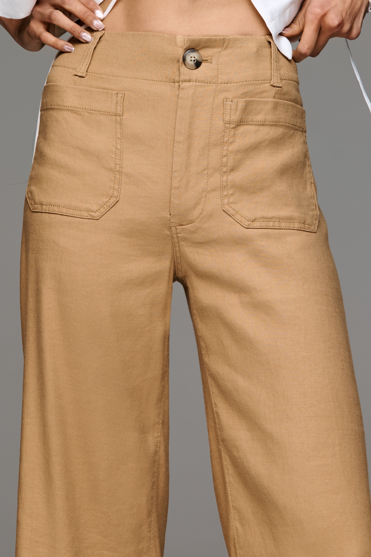 The Colette Linen Blend Crop Wide-Leg Pants by Maeve