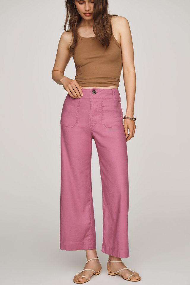 Maeve Colette Linen Stretch High-Rise Wide-Leg Pants  #2