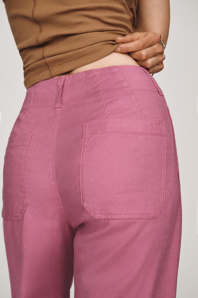 Maeve Colette Linen Stretch High-Rise Wide-Leg Pants  #4