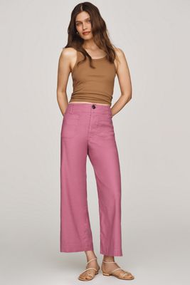 Colette European Linen Stretch High-Rise Wide-Leg Pants