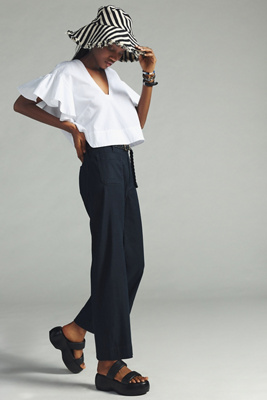 Le Pantalon Large Raccourci Colette par Maeve: Édition Lin par taille: 32 chez Anthropologie - The Colette Collection by Maeve - Modalova