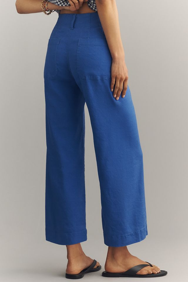 Maeve Colette Linen Stretch High-Rise Wide-Leg Pants  #2