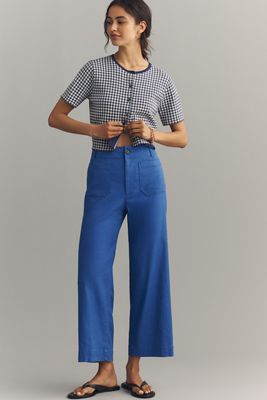 Maeve Colette Linen Stretch High-Rise Wide-Leg Pants 