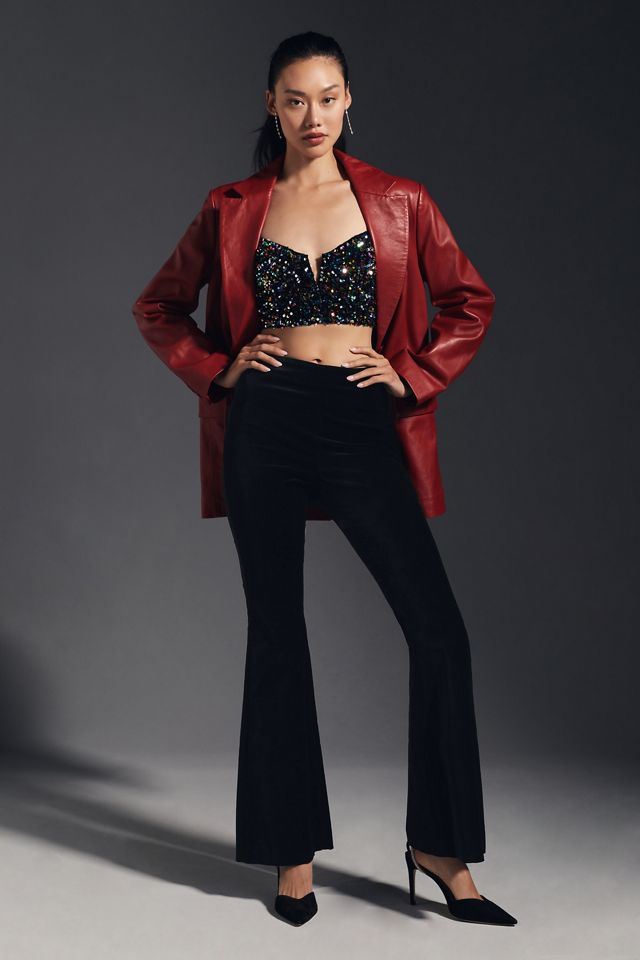 By Anthropologie Velvet Flare Pants #5