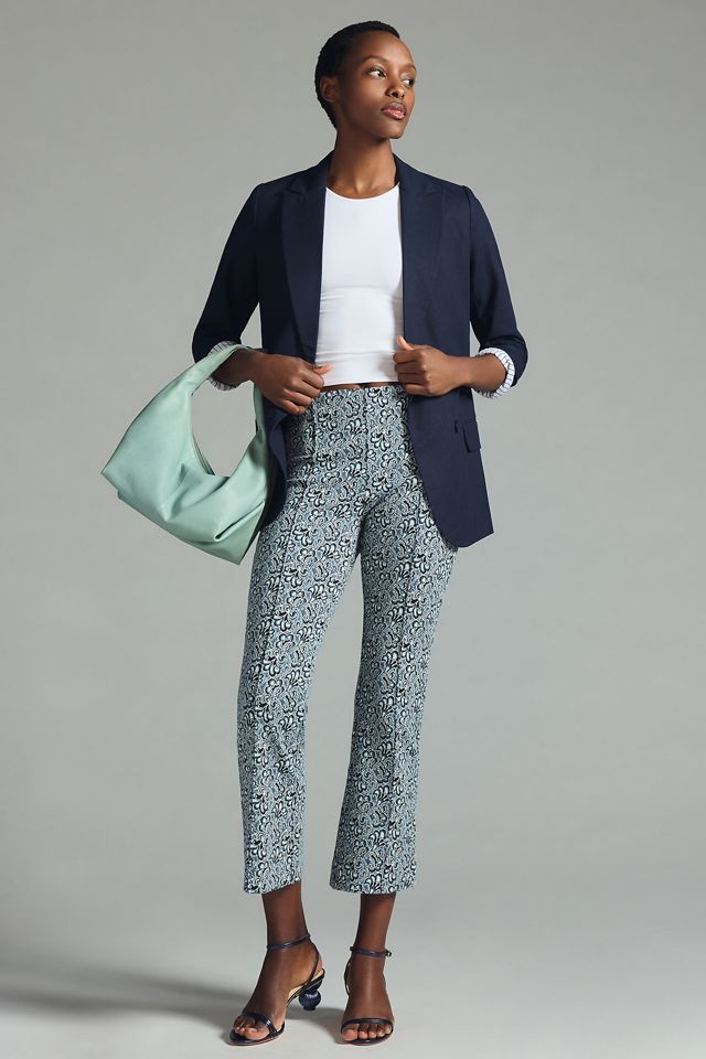 Double-Knit Cropped Flare Pants