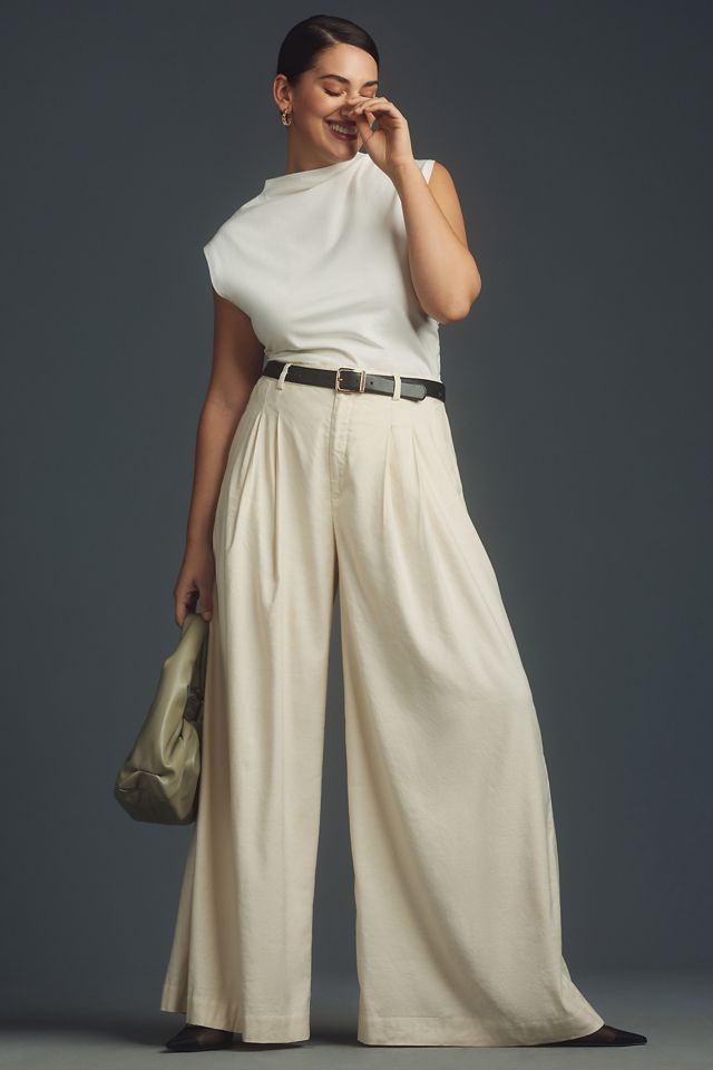 By Anthropologie Ankle-Tie Linen Trousers