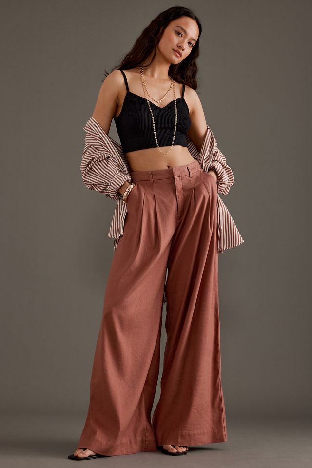 The Avery Pleated Wide-Leg Trousers by Maeve: Linen Edition #4