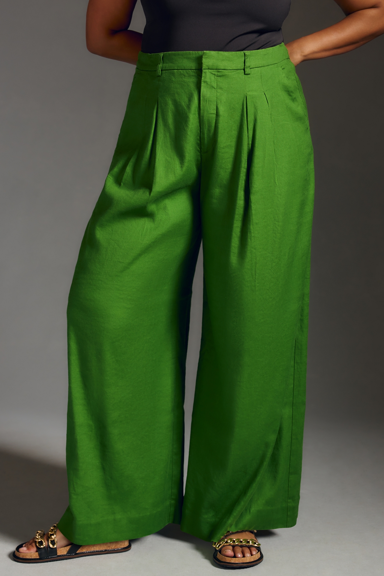 The Avery Pleated Wide-Leg Trousers by Maeve: Linen Edition