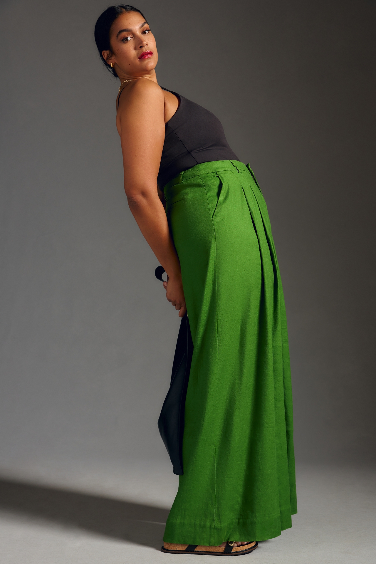 The Avery Pleated Wide-Leg Trousers by Maeve: Linen Edition