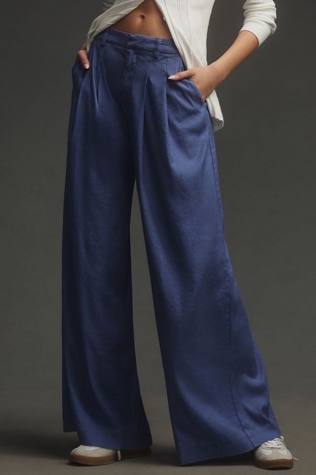 The Avery Pleated Wide-Leg Trousers by Maeve: Linen Edition #1