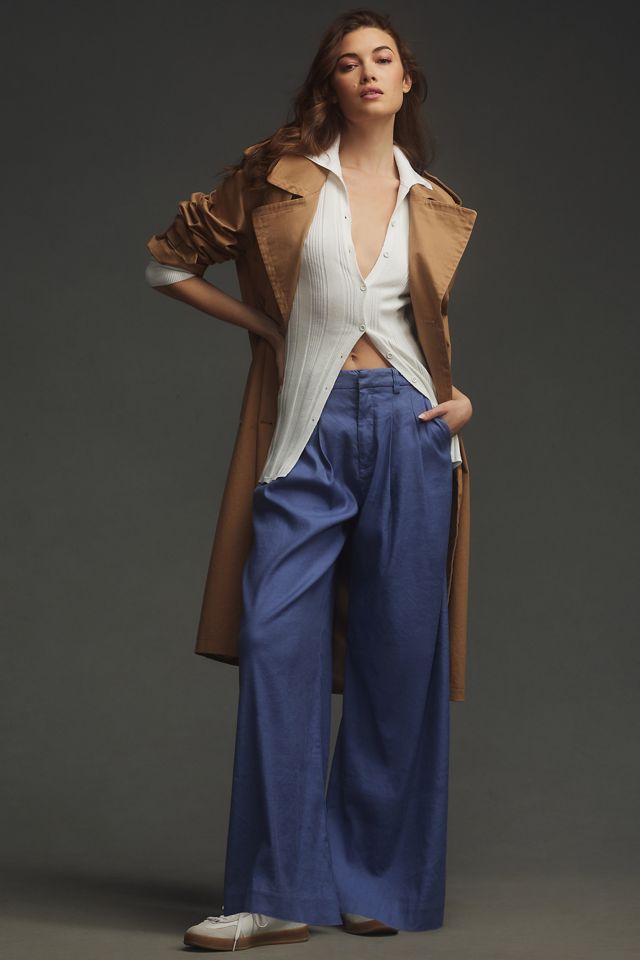 The Avery Pleated Wide-Leg Trousers by Maeve: Linen Edition