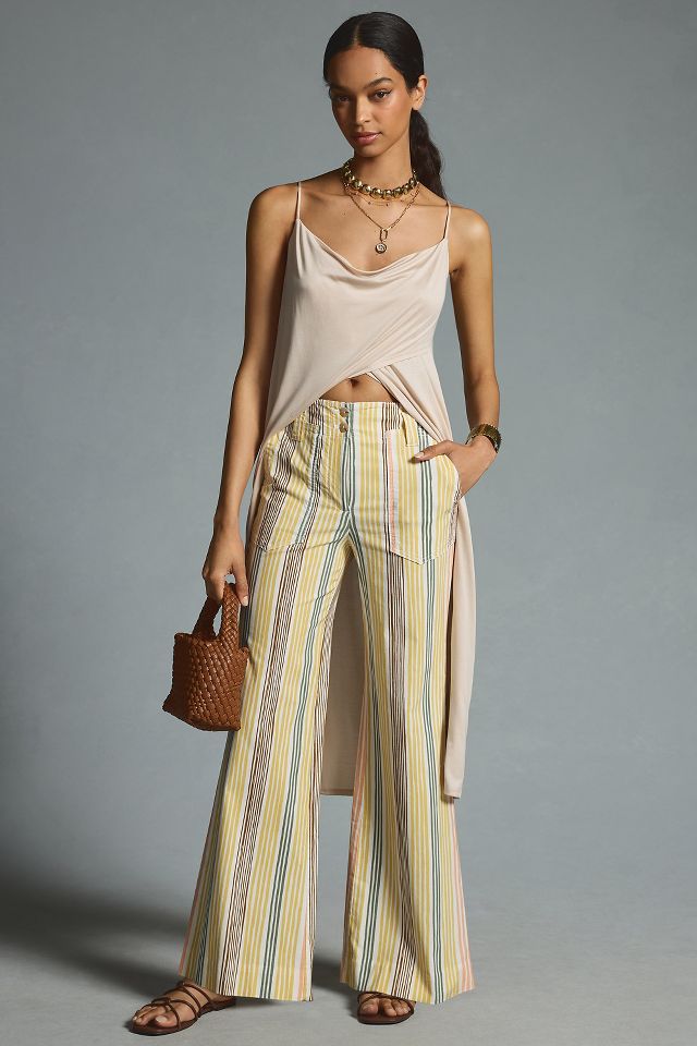 Plus Vertical Striped Wide Leg Pants