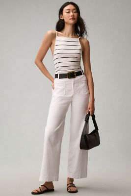 Shop Maeve The Colette Full-length Wide-leg Pants By  In White