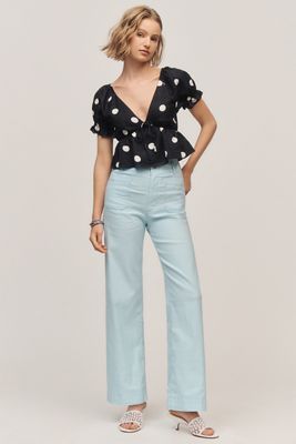 Maeve Colette High-Rise Wide-Leg Full-Length Pants in Magic Fabric