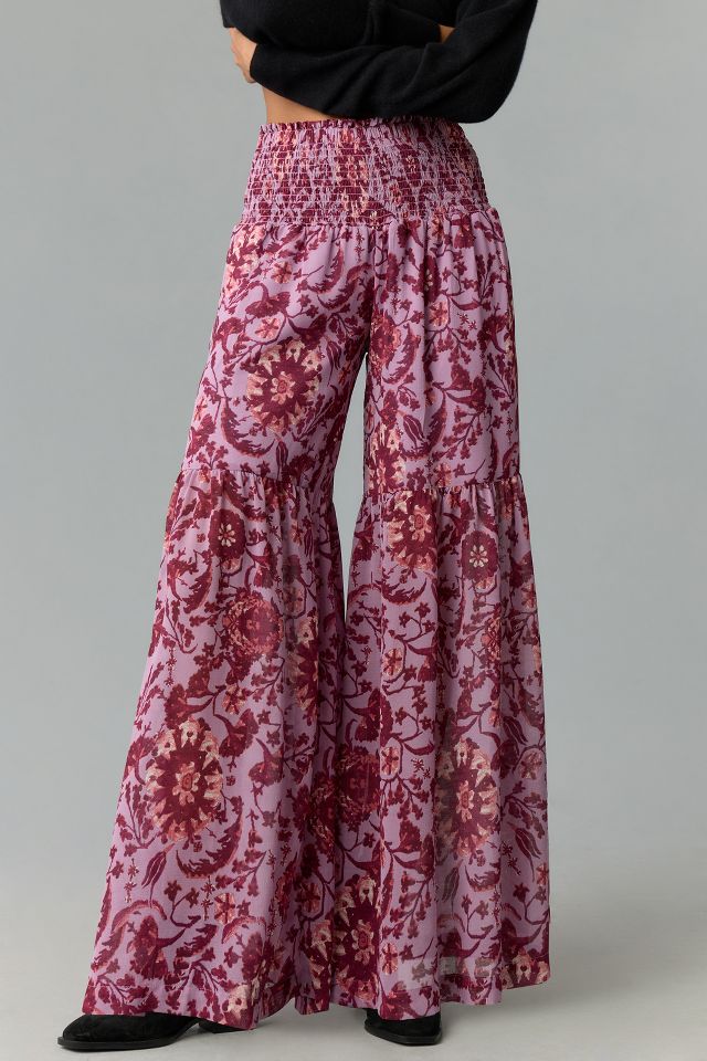 Idra Anthropologie Womens Purple Linen Embellished Wide Leg Pants Size -  Shop Linda's Stuff