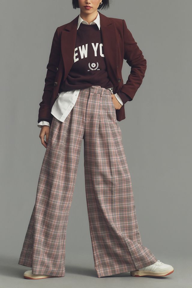 The Avery Pleated Wide-Leg Trousers by Maeve: Plaid Edition #2