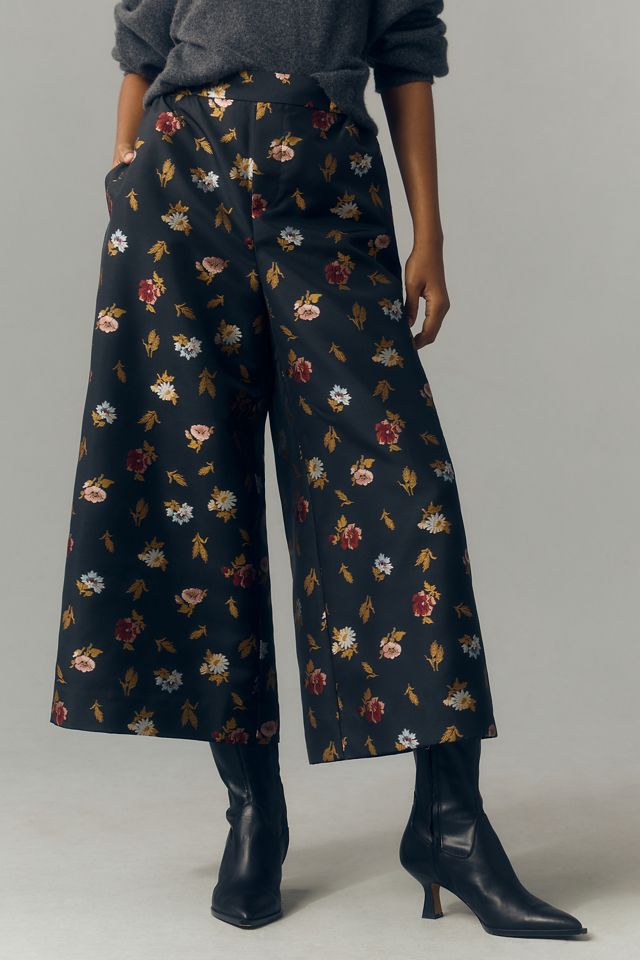 Maeve Pull-On Jacquard Crop Wide-Leg Pants #1