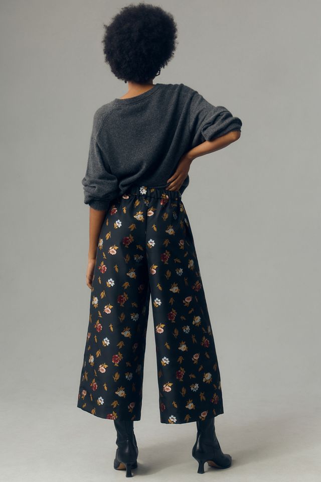 Maeve Pull-On Jacquard Crop Wide-Leg Pants #2