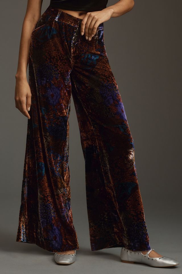 By Anthropologie Wide-Leg Printed Velvet Trousers #2