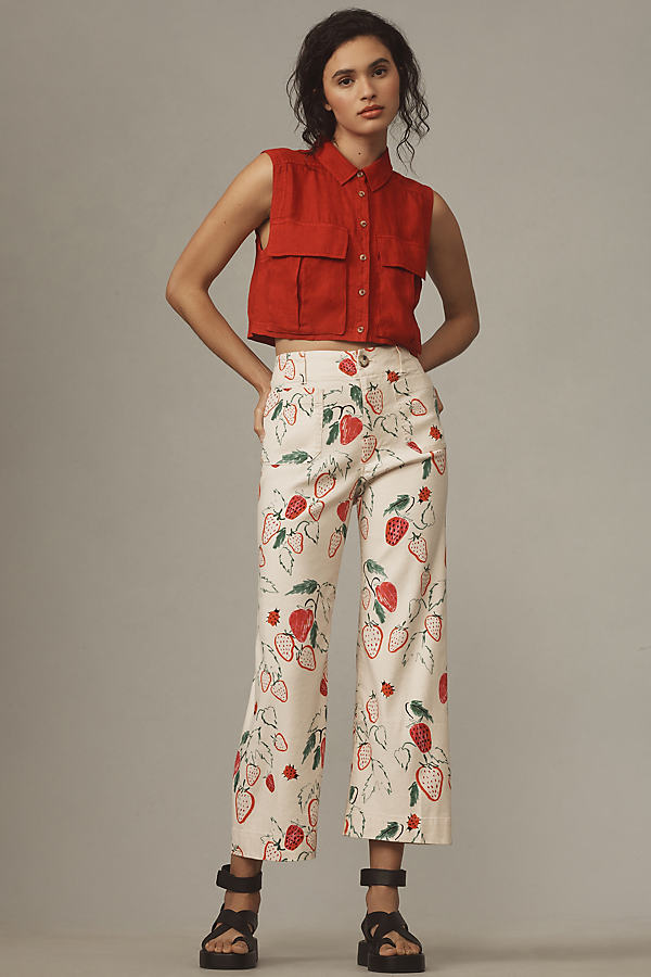The Phthalo Ruth Colette Cropped Wide-Leg Trousers by Maeve