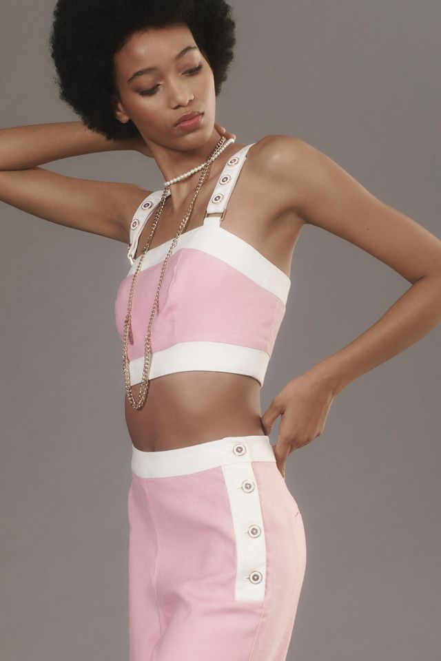 Maeve Side-Button Wide-Leg Linen Trousers #2