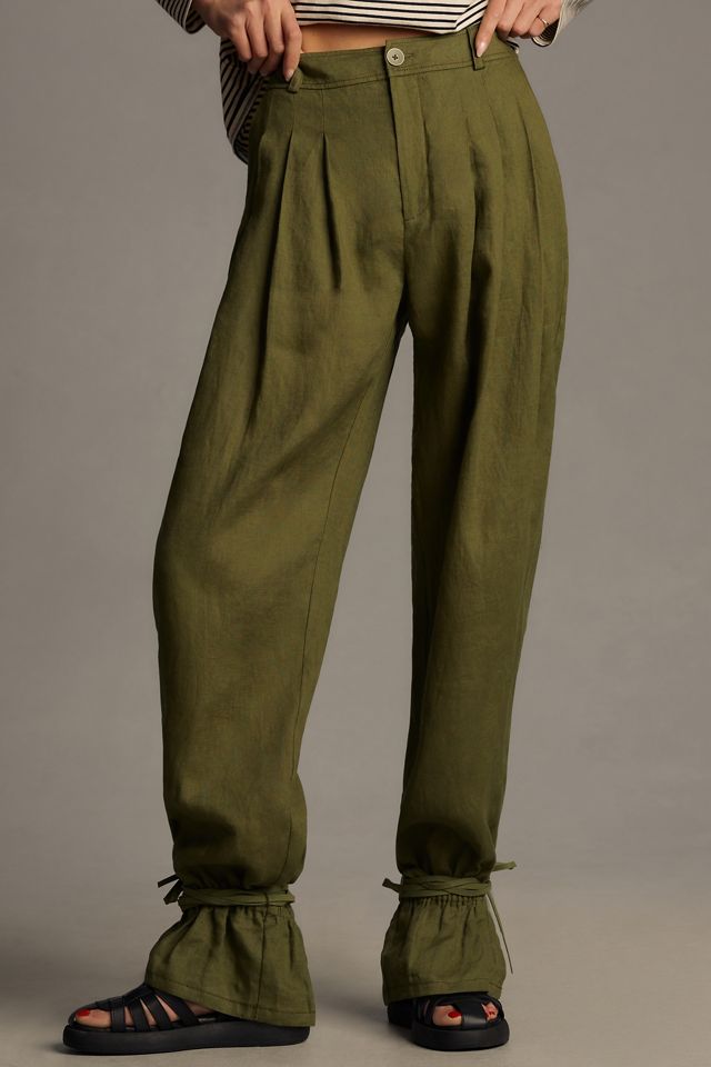 Pantalon en lin noué à la cheville By Anthropologie #1