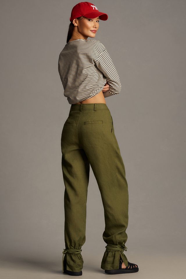 Pantalon en lin noué à la cheville By Anthropologie #2