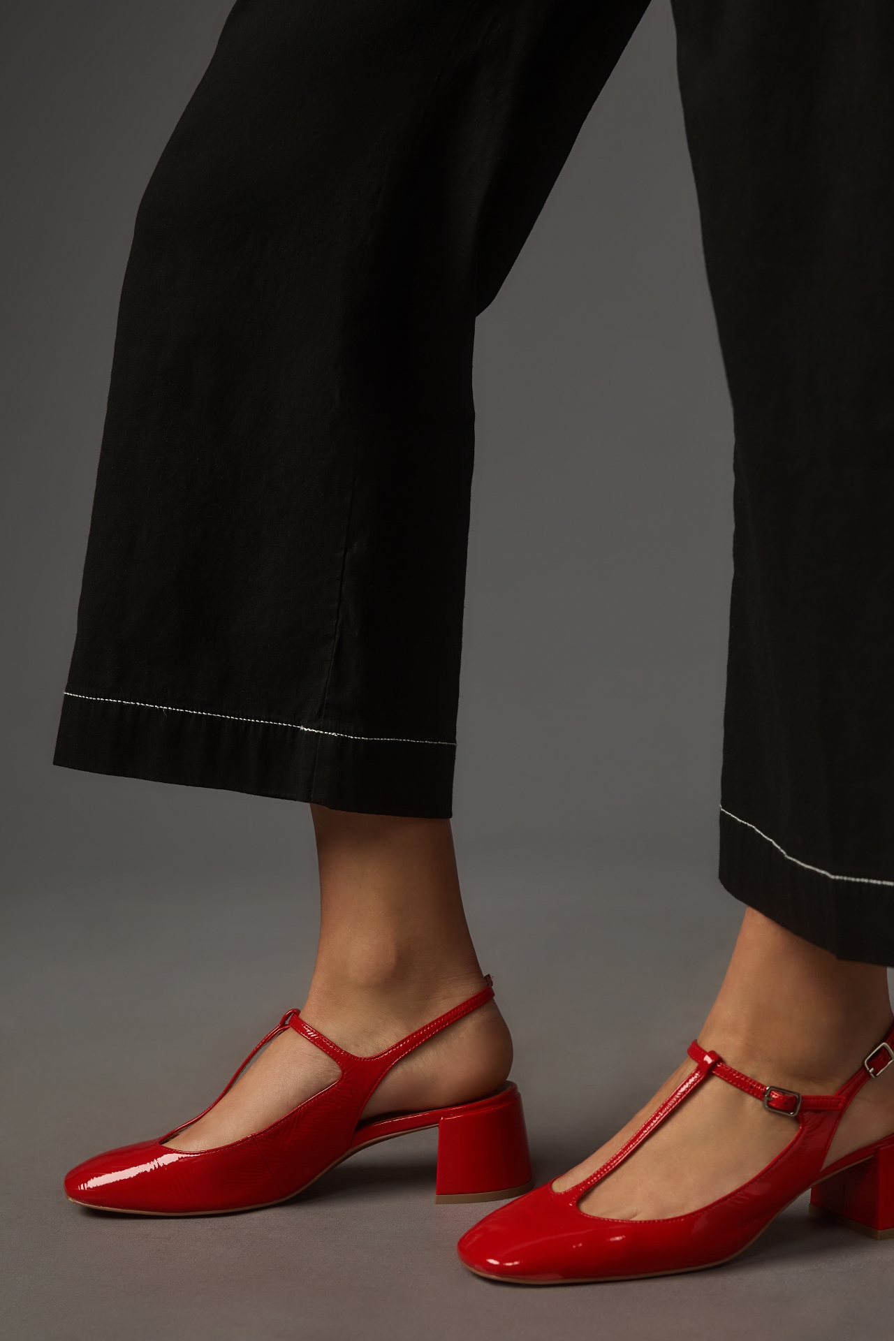 The Colette Contrast-Stitch Cropped Wide-Leg Pants by Maeve