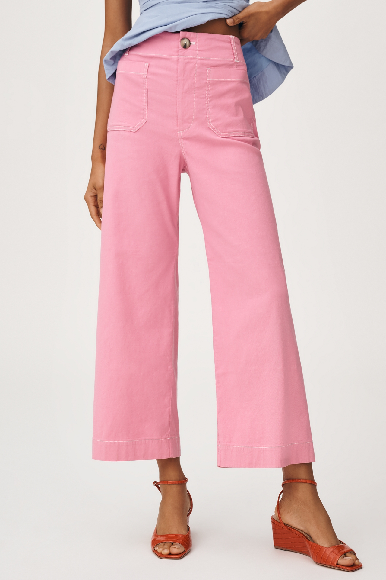The Colette Crop Wide-Leg Pants by Maeve: Contrast-Stitch Edition