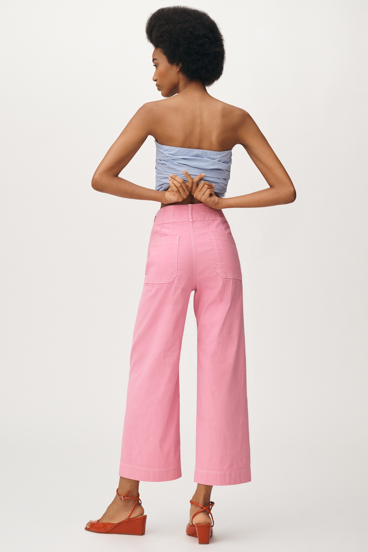 The Colette Crop Wide-Leg Pants by Maeve: Contrast-Stitch Edition