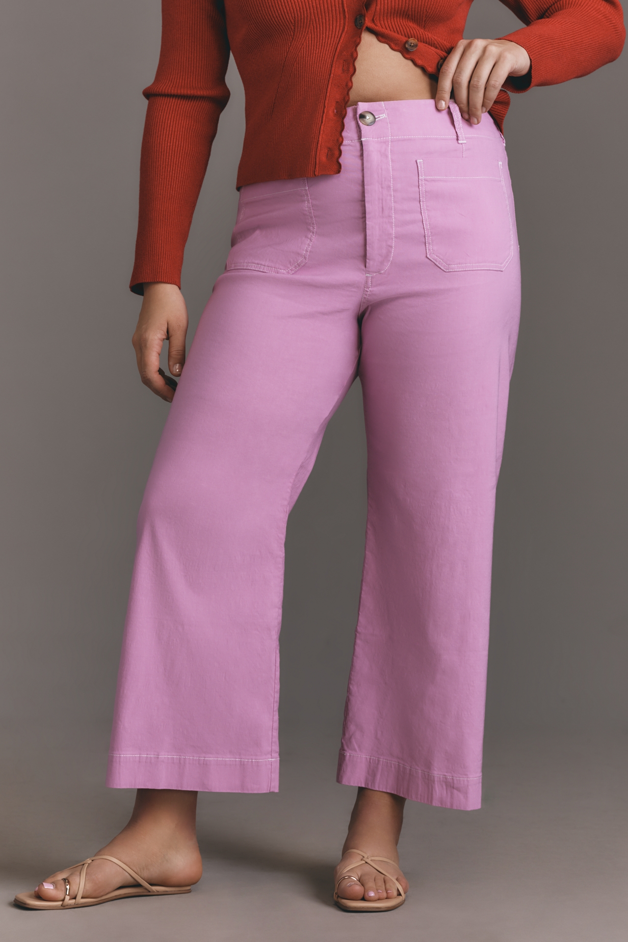 The Colette Crop Wide-Leg Pants by Maeve: Contrast-Stitch Edition